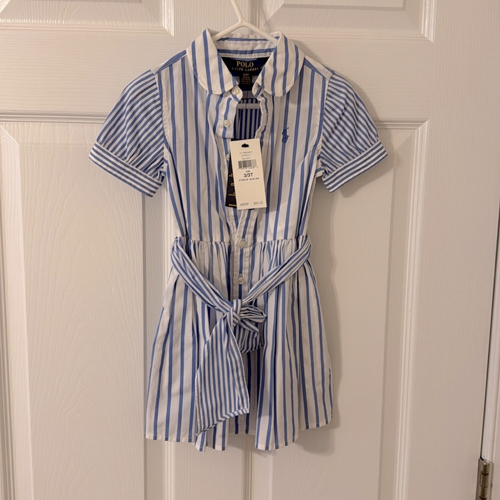 Blue and White Striped Polo Dress
